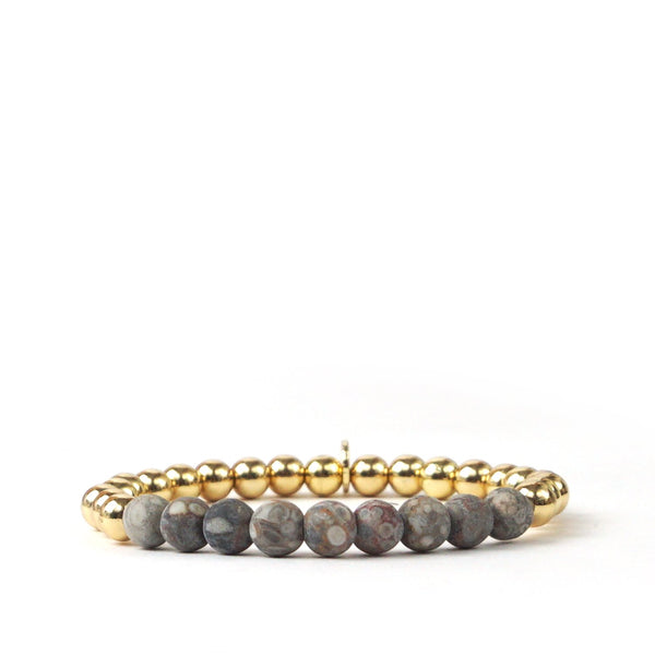Metal and Natural Stone Beaded Bracelet