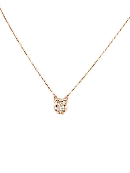 Pave Owl Necklace - Onyx and Blush
 - 1
