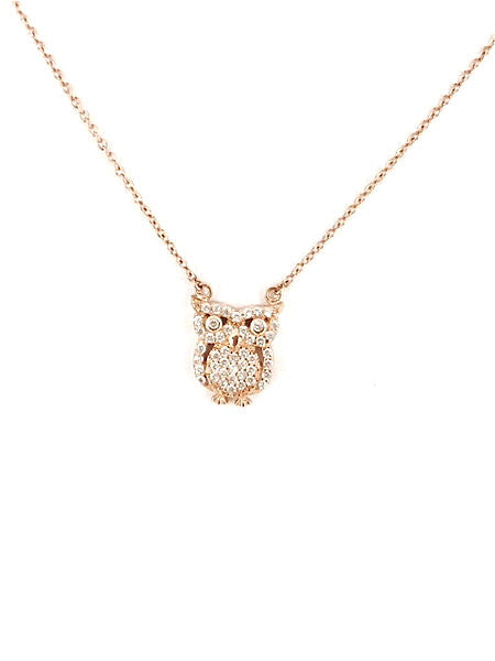 Pave Owl Necklace - Onyx and Blush
 - 2
