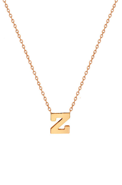14K Gold Initial Necklace - Onyx and Blush
 - 2