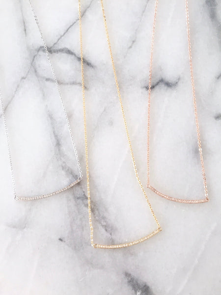 Classic Pave Bar Necklace - Onyx and Blush
 - 4