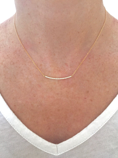 Classic Pave Bar Necklace - Onyx and Blush
 - 5