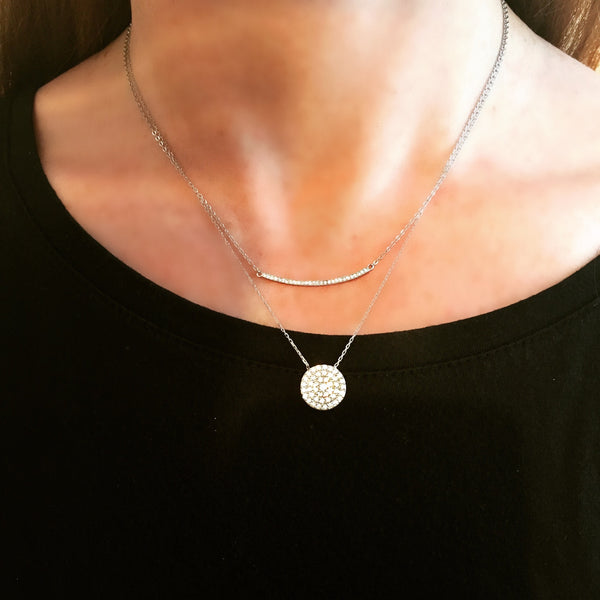 Classic Pave Circle Necklaces (STERLING)