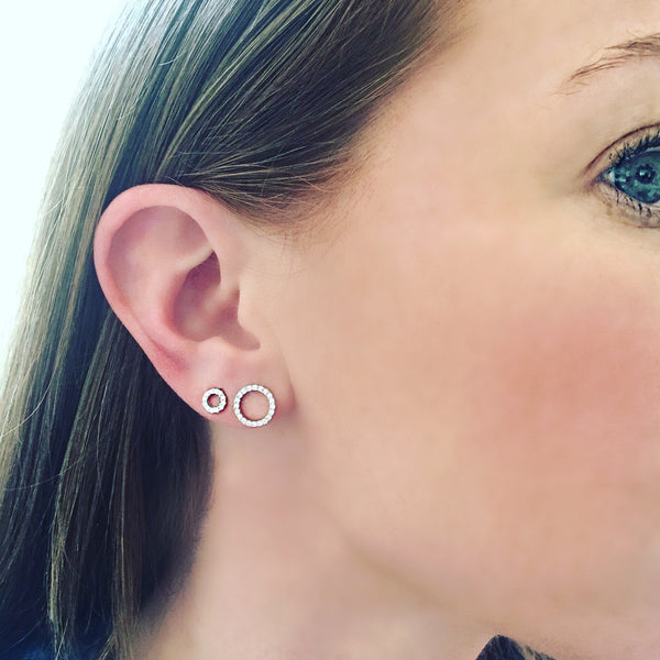 Open Circle Pave Studs (STERLING)