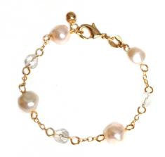 Crystals and Pearls Bracelet - Onyx and Blush
