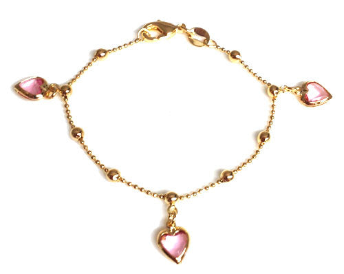 Pink Hearts Bracelet - Onyx and Blush
 - 2