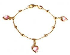 Pink Hearts Bracelet - Onyx and Blush
 - 1