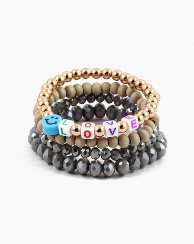 Love and Smiles Stacked Bracelet Set