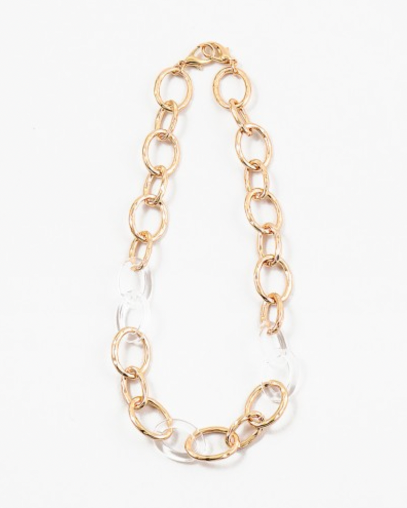 Gold and Clear Link Necklace
