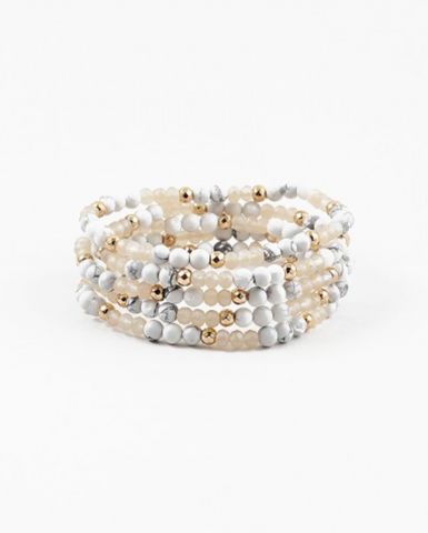 Small Stone/Gold Bead Bracelet Set