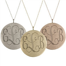Large Disc with Initials - Onyx and Blush
