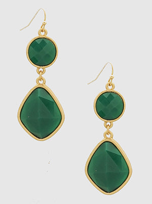 Matte Gold/Green Resin Earrings